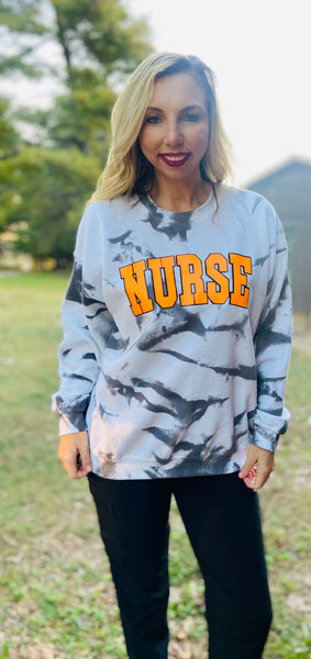 Custom Dye Orange Nurse sweatshirt