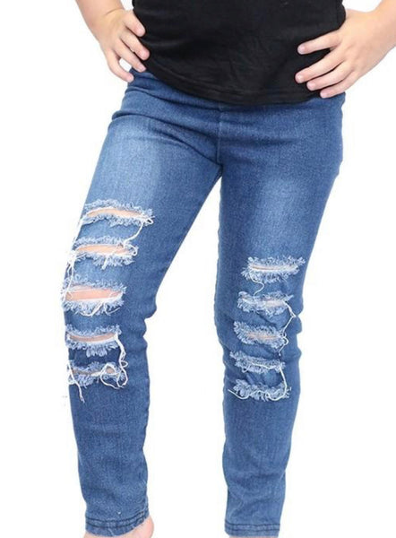 Dora Distressed Denim Leggings